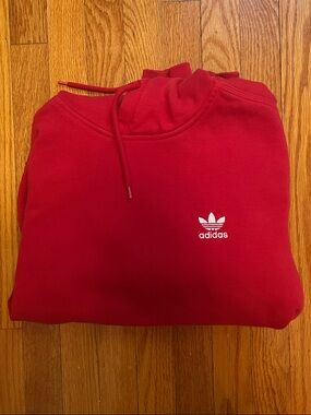 Adidas Red Crewneck Sweatshirt with White Trefoil Logo
